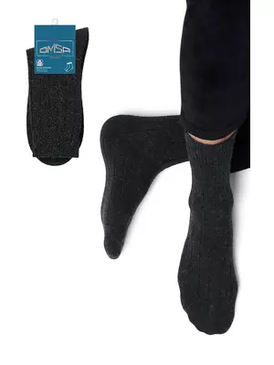 Мужские теплые носки в рубчик omsa comfort 306 grigio scuro, , 45-47 (29-31), OMSA, - 1