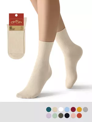 Женские высокие носки omsa eco 254 beige, , 35-38 (23-25), OMSA, - 1