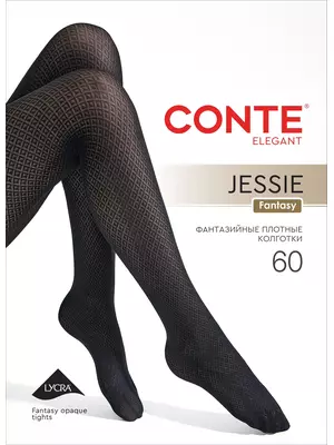 Колготки с геометрическим узором conte jessie (джесси) nero, , 4, CONTE ELEGANT, - 1