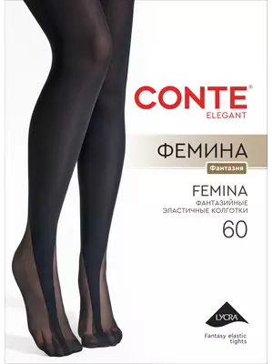 Колготки с имитацией леггинсов со штрипками conte femina (фемина) nero, , 4, CONTE ELEGANT, - 1