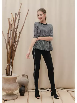 Ультрамодные джеггинсы с лампасами hollywood black, , 164-98/M, CONTE ELEGANT, - 1