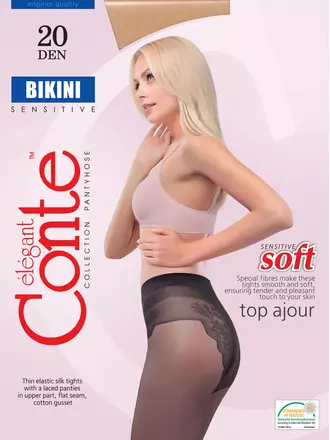 Прозрачные женские колготки conte bikini 20 den, , 2, CONTE ELEGANT, - 1