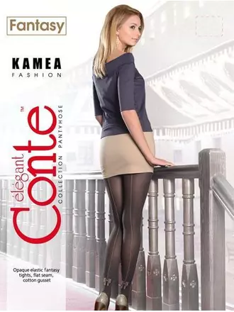 Колготки фантазийные с бантиком conte kamea grafit, , 3, CONTE ELEGANT, - 1