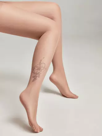 Женские фантазийные колготки tattoo с рисунком garden 005 natural, , 2, CONTE ELEGANT, - 1
