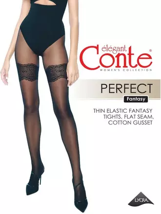 Колготки с ажурной имитацией conte perfect nero, , 2, CONTE ELEGANT, - 1