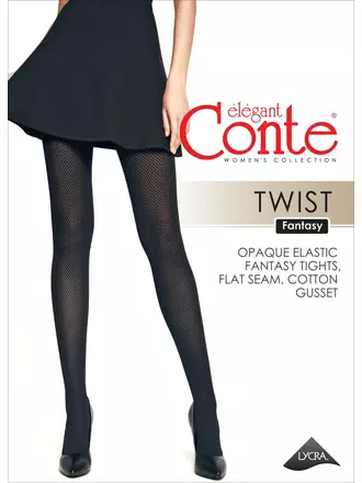 Колготки conte twist с ажурным рисунком «ромбы» nero, , 4, CONTE ELEGANT, - 1