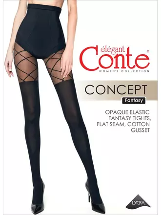 Колготки с имитацией гольфинов conte concept nero, , 2, CONTE ELEGANT, - 1