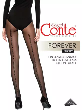 Колготки женские с надписью forever nero, , 2, CONTE ELEGANT, - 1