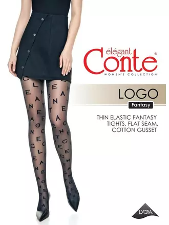 Колготки с графическим рисунком fantasy logo nero, , 3, CONTE ELEGANT, - 1