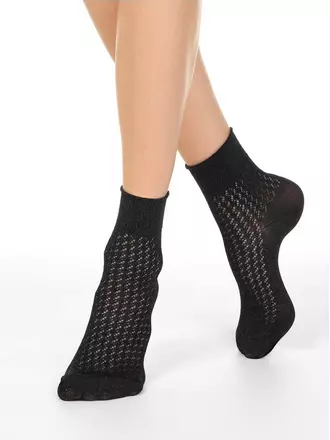 Ажурные женские носки ajour из вискозы с люрексом 180 черный, , 36-37 (23), CONTE ELEGANT, - 1