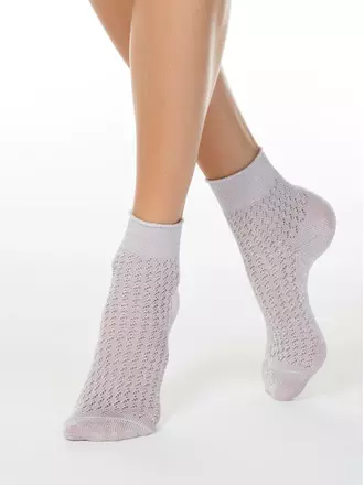 Ажурные женские носки ajour из вискозы с люрексом 180 пепельно-розовый, , 36-37 (23), CONTE ELEGANT, - 1