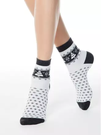 Носки женские conte comfort (махровые) 080 белый-темно-серый, , 36-37 (23), CONTE ELEGANT, - 1