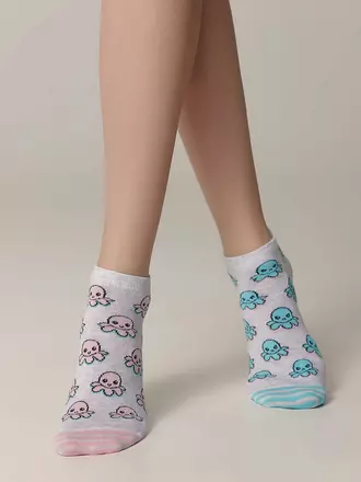 Короткие хлопковые женские носки happy 352 св.серый, , 36-39 (23-25), CONTE ELEGANT, - 1