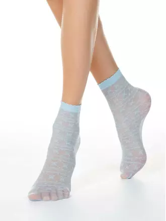 Тонкие женские носки fantasy с ажурным рисунком 19с-112сп light blue, , 36-39 (23-25), CONTE ELEGANT, - 1