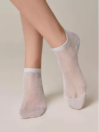 Ультракороткие женские носки из вискозы с ажурным переплетением 277 светло-серый, , 36-37 (23), CONTE ELEGANT, - 1