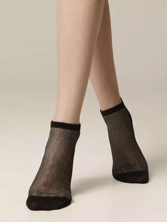 Ультракороткие женские носки из вискозы с ажурным переплетением 277 черный, , 38-39 (25), CONTE ELEGANT, - 1