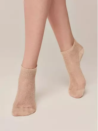 Ультракороткие женские носки из вискозы с ажурным переплетением 277 кремовый, , 38-39 (25), CONTE ELEGANT, - 1