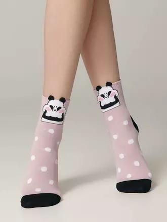 Хлопковые женские носки classic с пикотом «panda» 365 пепельно-розовый, , 36-37 (23), CONTE ELEGANT, - 1
