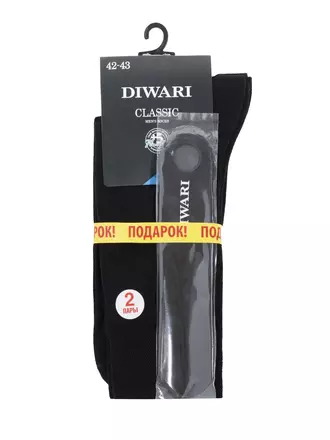 Носки мужские diwari classic (2 пары, с ложкой для обуви) 000 черный, , 40-41 (25), DIWARI, - 1
