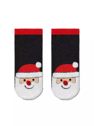 Короткие новогодние мужские носки "санта-клаус" с пушистой нитью и помпоном 446, , 42-45 (27-29), DIWARI, - 1