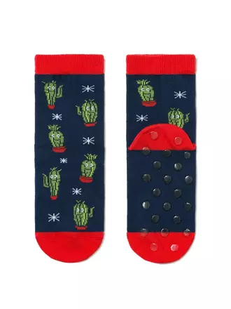 Антискользящие носки tip-top с рисунками "кактусы" 393 темно-синий, , 16, CONTE-KIDS, - 1