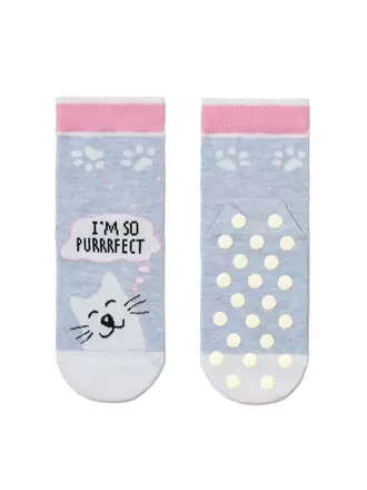 Антискользящие носки tip-top с рисунками "кот purrrfect" 403 светло-голубой, , 16, CONTE-KIDS, - 1