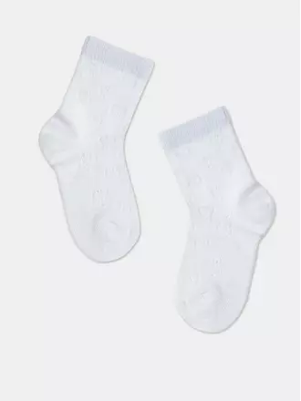 Ажурные детские носки miss 696 белый, , 14, CONTE-KIDS, - 1