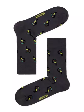 Хлопковые носки happy с рисунками "туканы" 081 темно-серый, , 40-41 (25), DIWARI, - 1