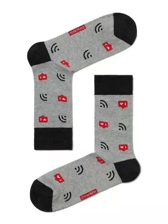 Хлопковые мужские носки diwari happy с рисунками "wifi" 076 серый, , 44-45 (29), DIWARI, - 1
