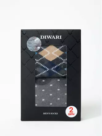 Хлопковые носки diwari в фирменной коробке (2 пары) 718 темно-серый, , 40-41 (25), DIWARI, - 1
