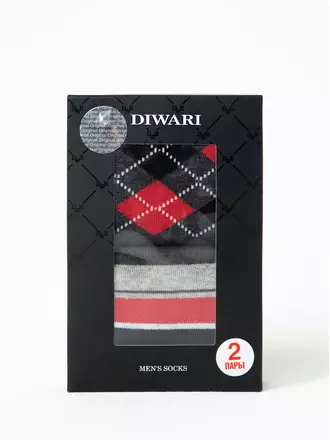 Хлопковые носки diwari в фирменной коробке (2 пары) 719 темно-серый, , 40-41 (25), DIWARI, - 1