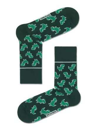 Хлопковые мужские носки happy с рисунком «динозавры» 143 темно-зеленый, , 40-41 (25), DIWARI, - 1