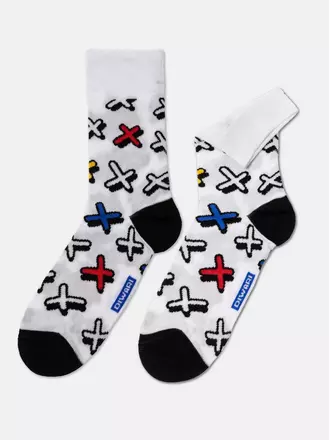 Хлопковые мужские носки diwari happy с рисунком «крестики» 134 белый, , 42-43 (27), DIWARI, - 1