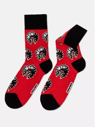 Хлопковые мужские носки happy с рисунком «индейцы» 144 красный, , 42-43 (27), DIWARI, - 1