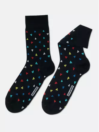 Хлопковые мужские носки happy с рисунком «треугольники» 138 темно-синий, , 42-43 (27), DIWARI, - 1