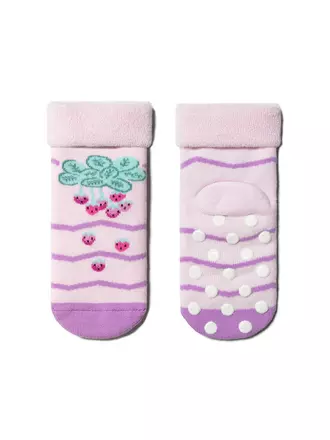 Детские носки махровые sof-tiki с отворотом и антискользящей стопой 472 сиреневый, , 12, CONTE-KIDS, - 1