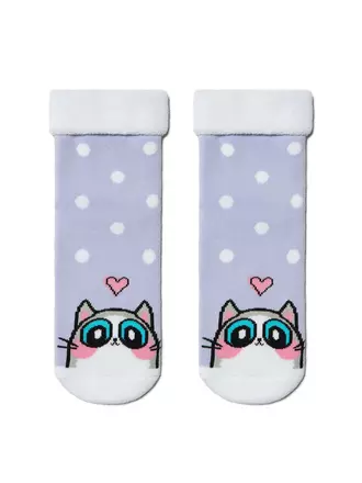 Махровые детские носки sof-tiki с отворотом 434 бледно-фиолетовый, , 22, CONTE-KIDS, - 1