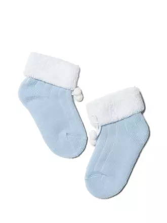 Теплые махровые детские носки sof-tiki (с отворотом, декор) 212 голубой, , 10, CONTE-KIDS, - 1