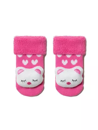Махровые детские носки sof-tiki с мордашками "котик" 402 розовый, , 8, CONTE-KIDS, - 1