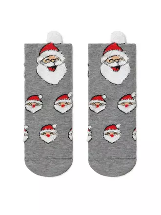 Новогодние детские носки "санта-клаус" с пушистой нитью и пикотом 447 серый, , 20-22, CONTE-KIDS, - 1