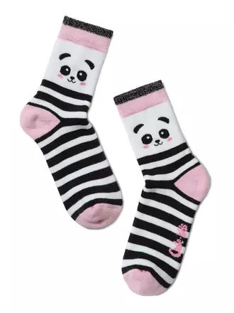 Полосатые махровые носки sof-tiki с рисунками "панды" 414 cветло-розовый, , 12, CONTE-KIDS, - 1