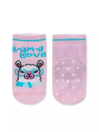 Антискользящие детские носки tip-top с рисунком «лама» 470 cветло-розовый, , 10, CONTE-KIDS, - 1