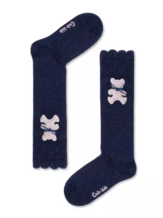 Удлиненные детские носки tip-top из хлопка с декоративной игрушкой 576 темно-синий, , 16, CONTE-KIDS, - 1