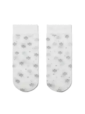 Носки для девочек с люрексом и снежинками ©disney frozen 20 bianco, , 18, CONTE ELEGANT, - 1