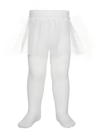 Хлопковые детские колготки tip-top с декоративной юбочкой из фатина 000 белый, , 62-74 (12), CONTE-KIDS, - 1