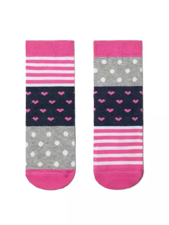 Хлопковые детские носки "веселые ножки" 282 серый-розовый, , 16, CONTE-KIDS, - 1