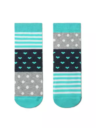 Хлопковые детские носки "веселые ножки" 282 серый-бирюза, , 18, CONTE-KIDS, - 1