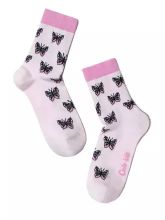 Хлопковые носки tip-top с рисунком "бабочки" 408 cветло-розовый, , 16, CONTE-KIDS, - 1