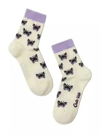 Хлопковые носки tip-top с рисунком "бабочки" 408 кремовый, , 16, CONTE-KIDS, - 1