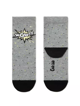 Хлопковые носки tip-top c рисунком "wow" 395 серый, , 20, CONTE-KIDS, - 1